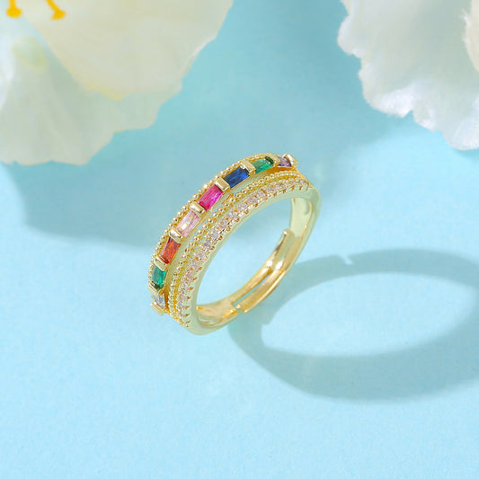 Chunky multicolor stone finger ring