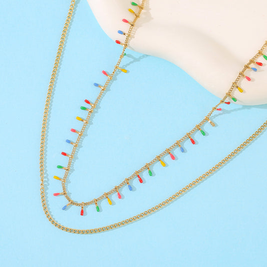 Two layer multi color necklace